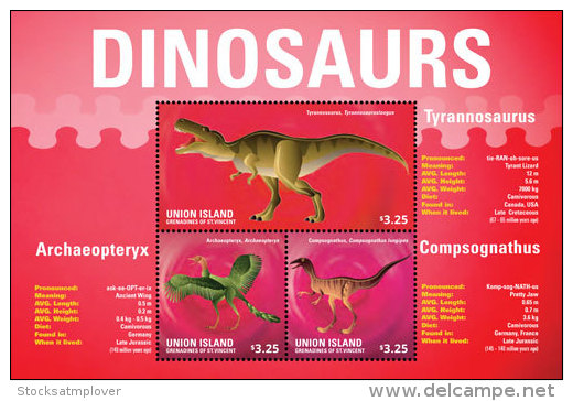 Union Islands Grenadines Of St. Vincent-2014-Prehistoric- Dinosaurs - St.-Vincent En De Grenadines