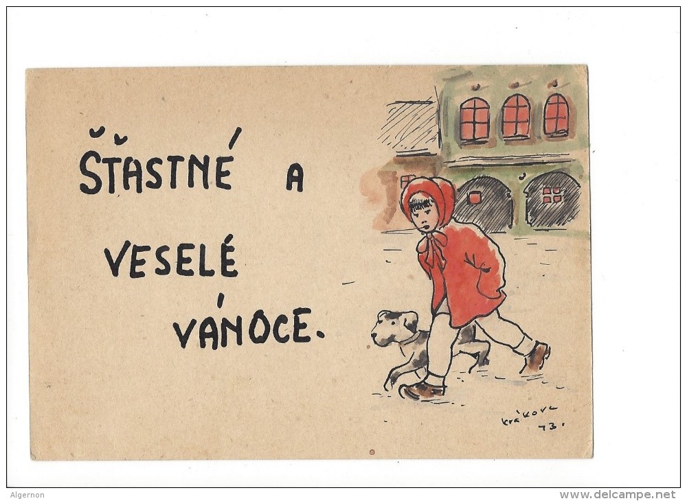 10960 - Stastné Veselé Vanoce Enfant Et Chien Krakovc (Fomat 10X15) - Autres & Non Classés