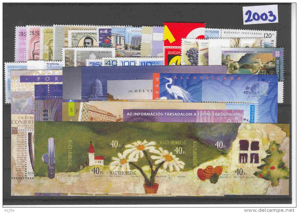 HUNGARY 2003 Full Year 36 Stamps + 12 S/s - MNH - Full Years