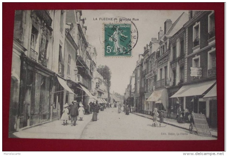 H1 *   La Fléche  La Grande Rue  Carte De  1910  Animation - La Fleche