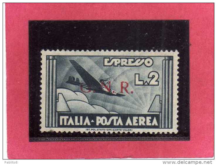 ITALIA REGNO ITALY KINGDOM REPUBBLICA SOCIALE ITALIANA 1944 GNR BRESCIA AEREA L. 2 ARDESIA MNH BEN CENTRATO CERTIFICATO - Poste Aérienne