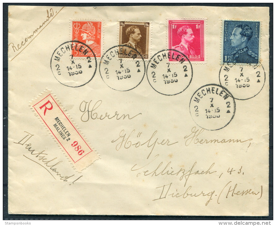 1936 Belgium Mechelen Malines Registered Cover - Dieburg Germany - Covers & Documents