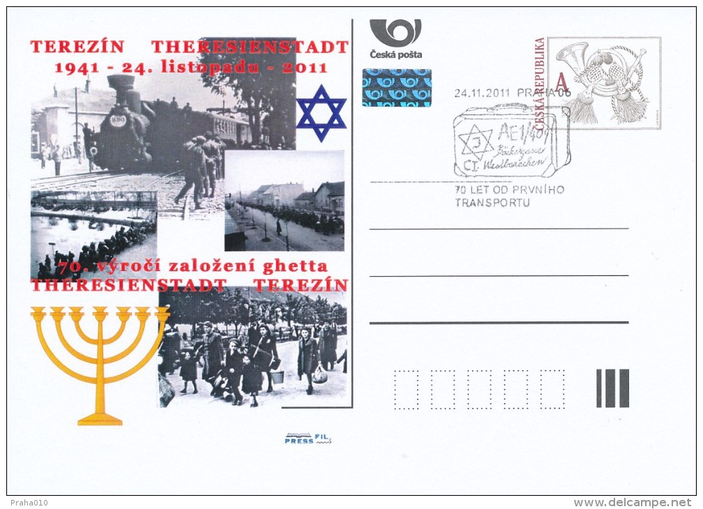 Czech Rep. / Postal Stat. (Pre2011/62cp1) 70th Anniversary Of The Ghetto Terezin - Theresienstadt (1941-2011) - Judaika, Judentum