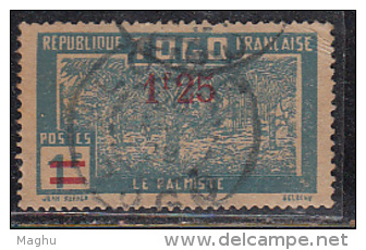 Togo Used, Surcharge 1f 25c On 1f, Tree - Oblitérés