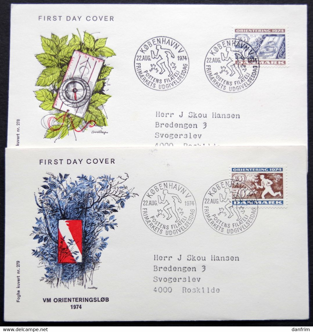 Denmark 1974 World Championships In Orienteering MiNr.573-74 FDC ( Lot Ks )FOGHS  COVER - FDC