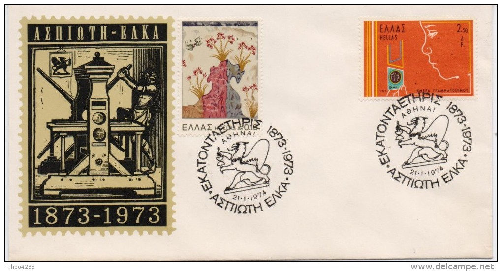 GREECE (A)FDC GREEK COMMEMORATIVE POSTMARK  -21/1/74(7) - FDC