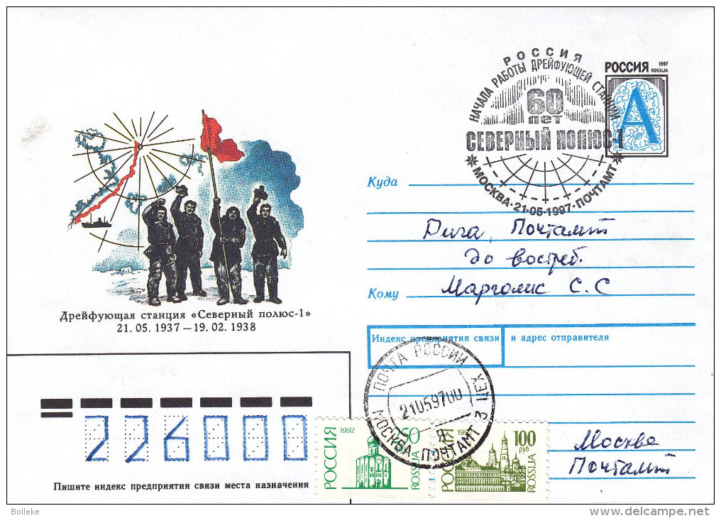 Philatélie Polaire - Russie - Lettre De 1997 - Drapeaux - Expédié Vers La Lettonie - Riga - Scientific Stations & Arctic Drifting Stations