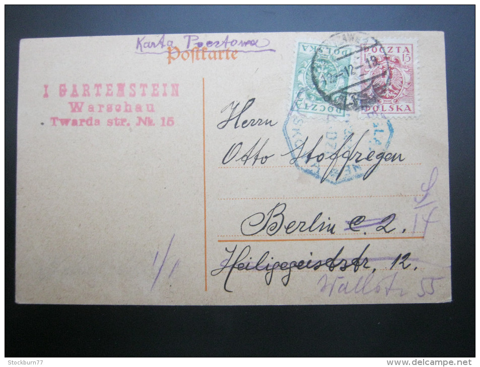 1919 ,  Warschau,      , Karte - Covers & Documents