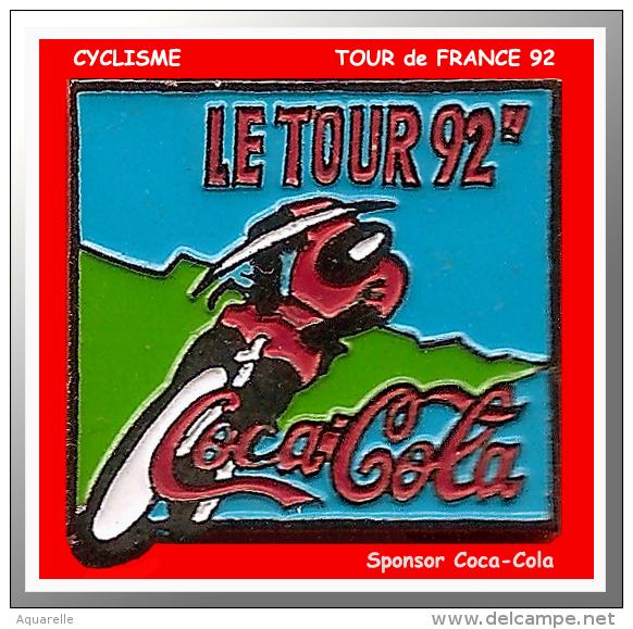 SUPER PIN´S CYCLISME-Coca Cola : Coureur TOUR De FRANCE 92 En Action, Sonsor COCA-COLA - Cyclisme