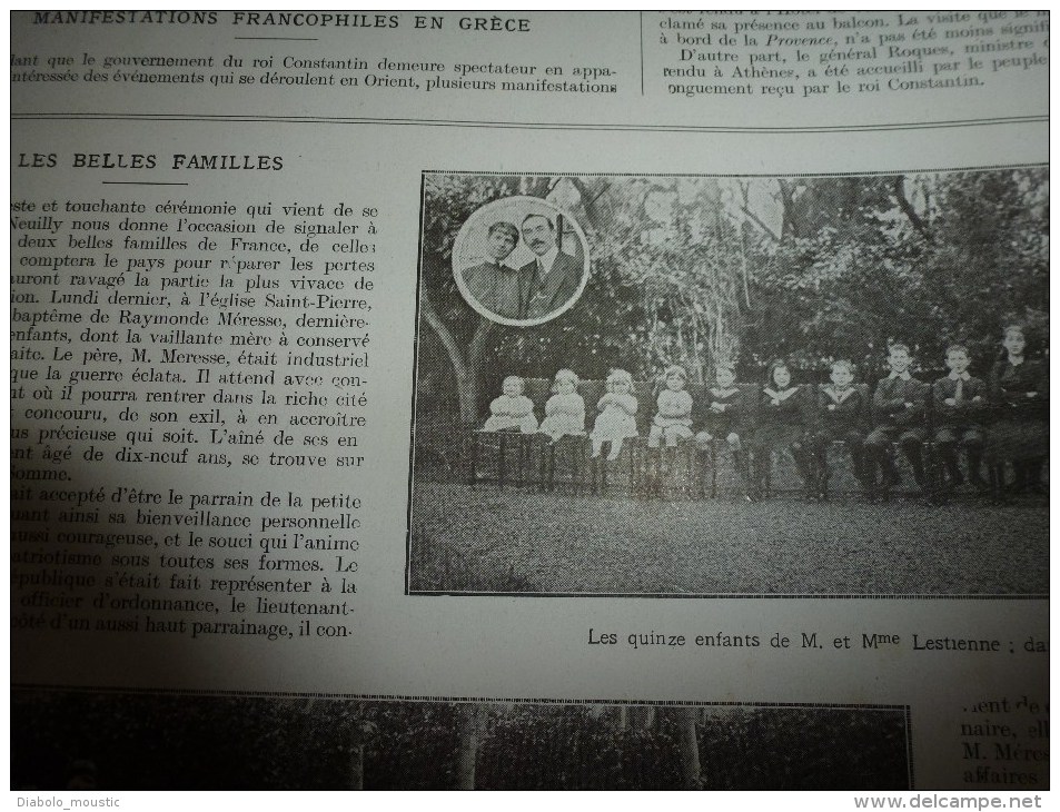 1916; Les 15 enfants LESTIENNE et 11 enfants MERESSE;La culture des MICROBES et EXPLOSIFS des ALLEMANDS;Stratégie VAUX