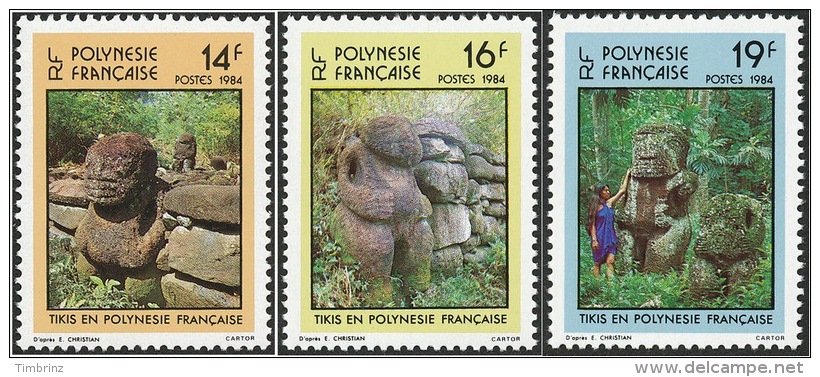 POLYNESIE 1984 - Yv. 209 à 211 ** SUP  Cote= 2,20 EUR - Sculptures Sur Pierre : Tikis (3 Val.) ..Réf.POL21734 - Ungebraucht