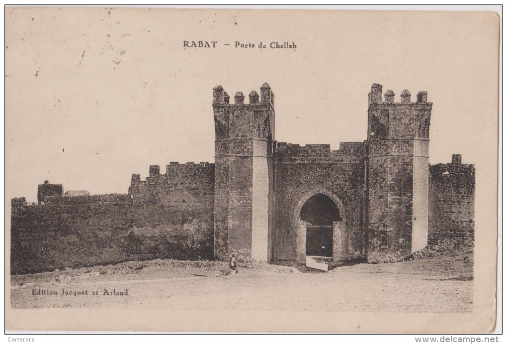 CARTE POSTALE ANCIENNE 1920,MAROC,MOROCCO,AFRIQU E FRANCAISE,RABAT,porte De Chellah,vieille Pierre,timbre - Rabat