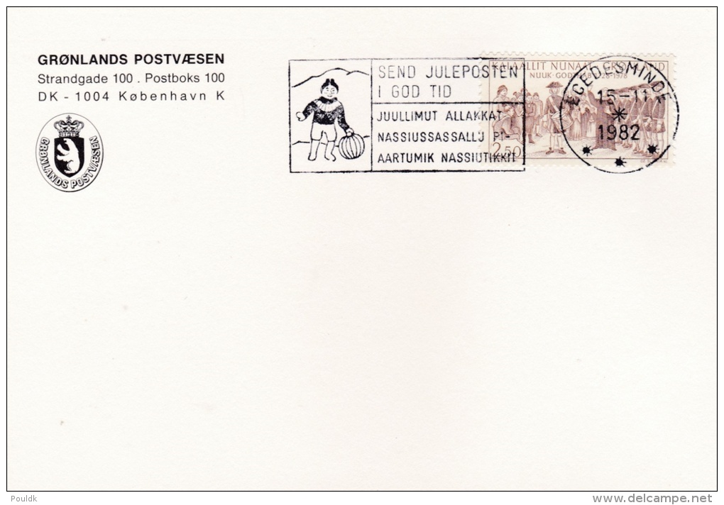Greenland: Christmas - Mail Christmas Post Early Posted Egesminde 16.11.1982 (G51-76) - Storia Postale