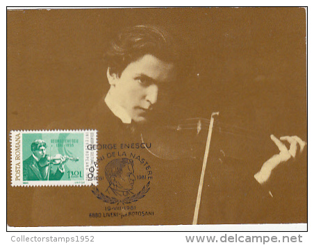9556- GEORGE ENESCU, COMPOSER, MAXIMUM CARD, 1981, ROMANIA - Musik