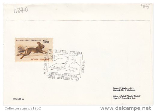 9574- ANTARCTIC WILDLIFE, DINOSAURS, SPECIAL COVER, 1994, ROMANIA - Antarktischen Tierwelt