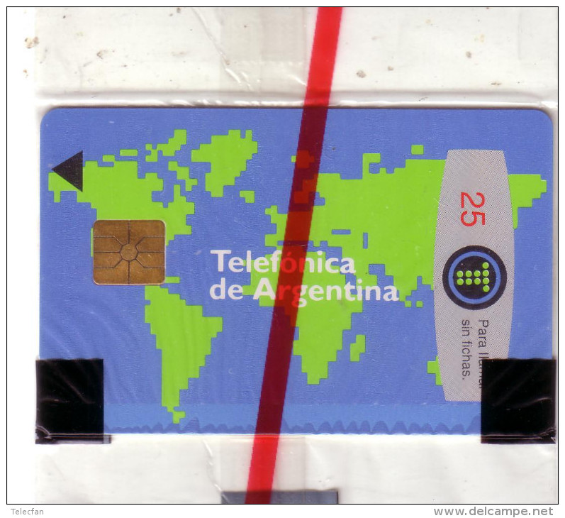 ARGENTINE ARGENTINA WORLD MAP MAPPEMONDE TELEFONICA 25U NSB MINT IN BLISTER GEM1 RARE - Argentina