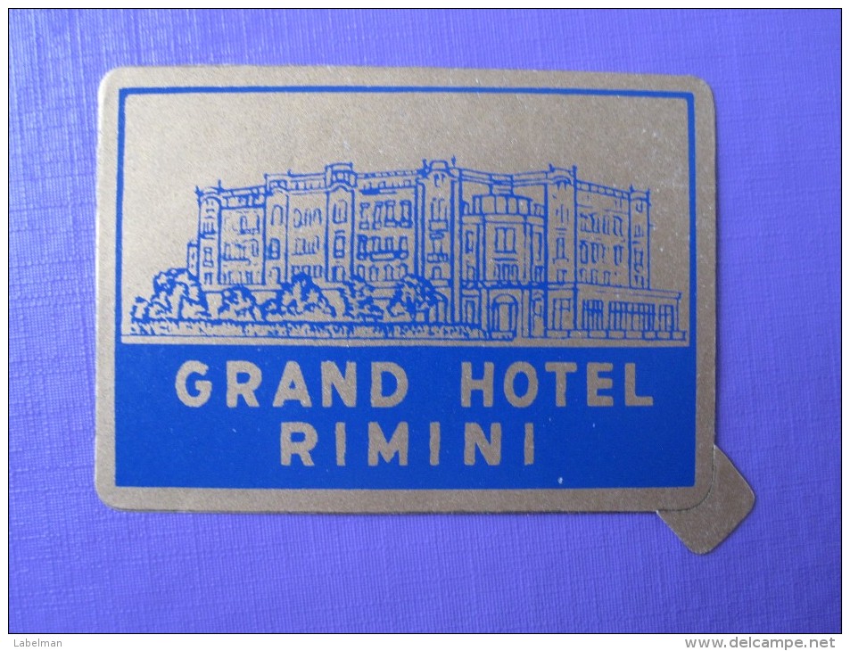 HOTEL ALBERGO PENSIONE GRAN GRAND RIMINI ITALIA ITALY TAG DECAL STICKER LUGGAGE LABEL ETIQUETTE AUFKLEBER - Hotel Labels