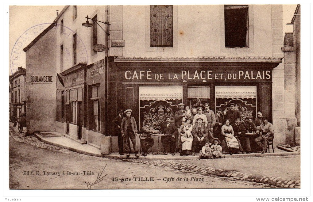 D 21 IS SUR TILLE  CAFE DE LA PLACE ET DU PALAIS 1916 - Is Sur Tille