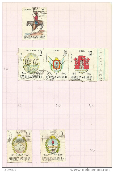 Argentine N°736, 739 à 741, 747, 748, 756   Côte 3.30 Euros - Used Stamps