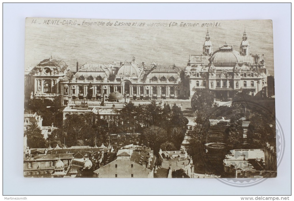 Old Real Photo Postcard Monaco - Monte Carlo - Ensemble Du Casino Et Les Jardins - Monte-Carlo