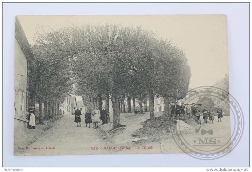 Old Postcard France - Saint Marcel (Eure) Les Tilleuls - Animated Postcard With Kids On Street - Sonstige & Ohne Zuordnung