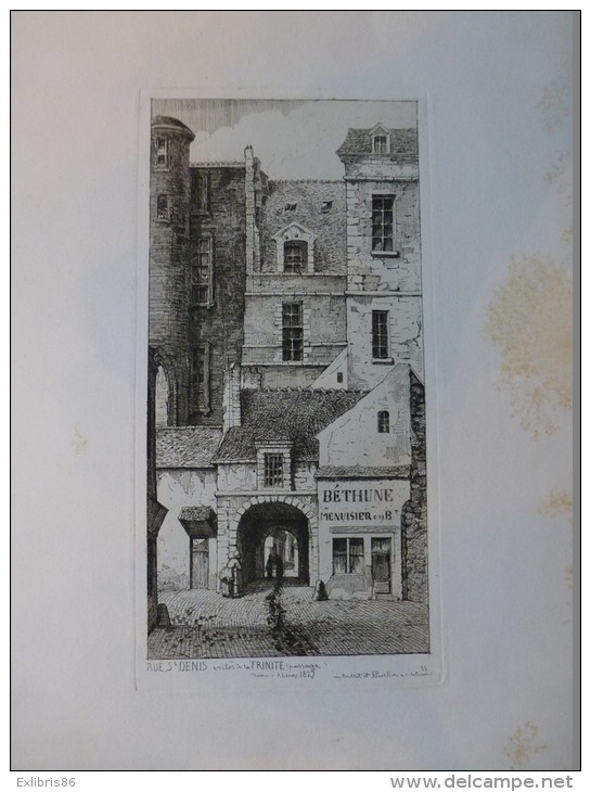 PARIS Rue SAINT-DENIS, Menuisier BETHUNE, Passage Trinité, TB Eau-forte XIXèmeLeroy 1827, 30X40 Cm Env ; Ref 168 - Prints & Engravings