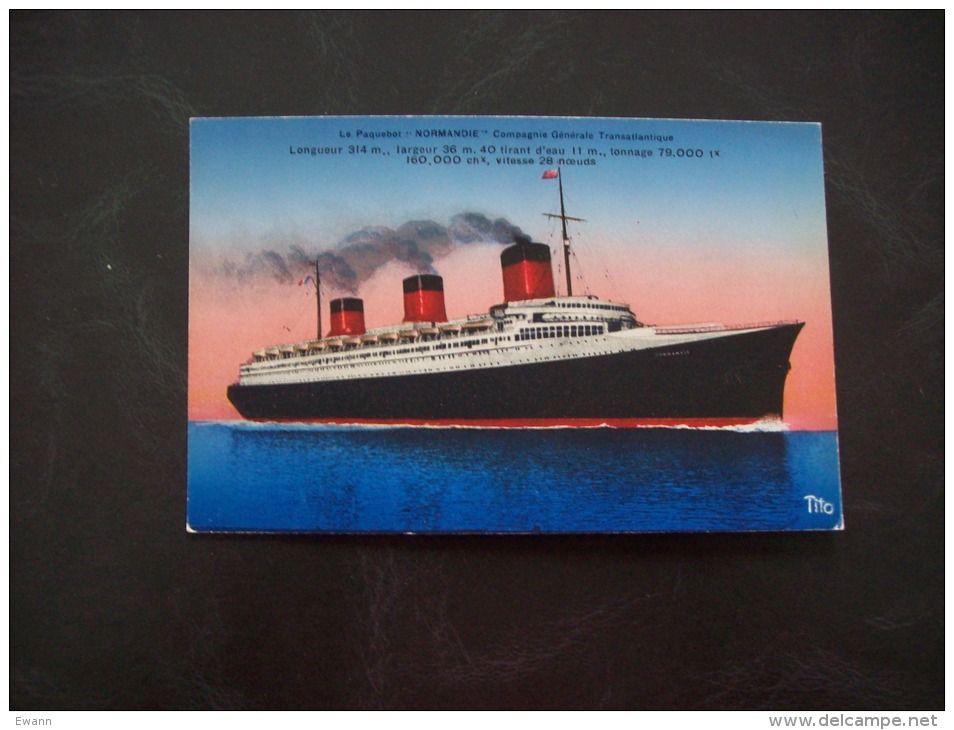 Carte Postale Ancienne: Paquebot Normandie - Steamers