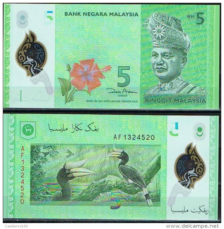 O) 2012 MALAYSIA, BANKNOTE POLYMER, FULL SERIE OF 1 RINGGIT, 5 RINGGIT, 10 RINGGIT, 20 RINGGIT, 50 RINGGIT, 100 RINGGIT, - Malasia