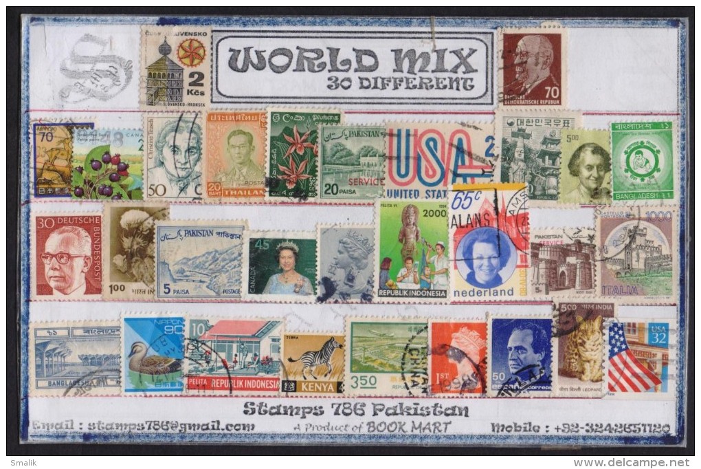 Postal Used Stamps World Wide Lot Of 30 Different - Mezclas (max 999 Sellos)