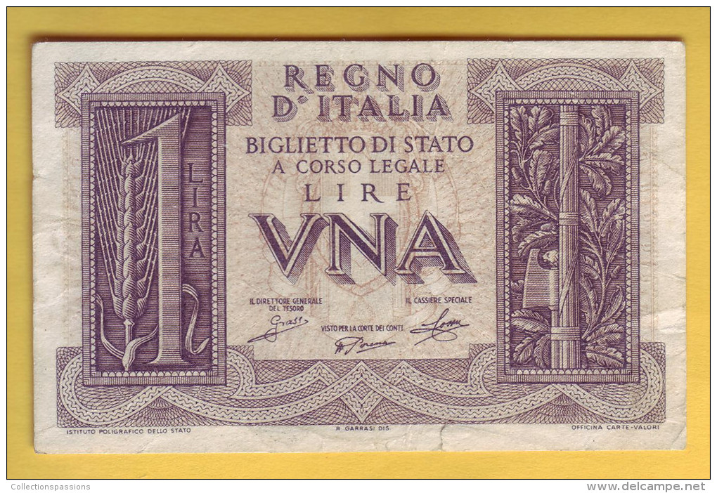 ITALIE - Billet De 1 Lira. 14-11-1939. Pick: 26. SUP - Regno D'Italia – 1 Lira