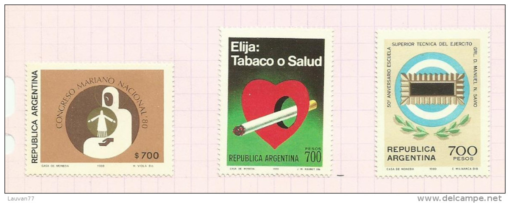 Argentine N°1230 à 1232 Neufs Avec Charnières Côte 3.40 Euros - Unused Stamps