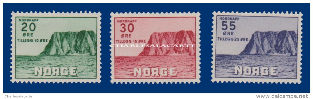1953 NORWAY NORTH CAPE IV U.M. FACIT 413-415 CAP NORD N.S.C. - Neufs