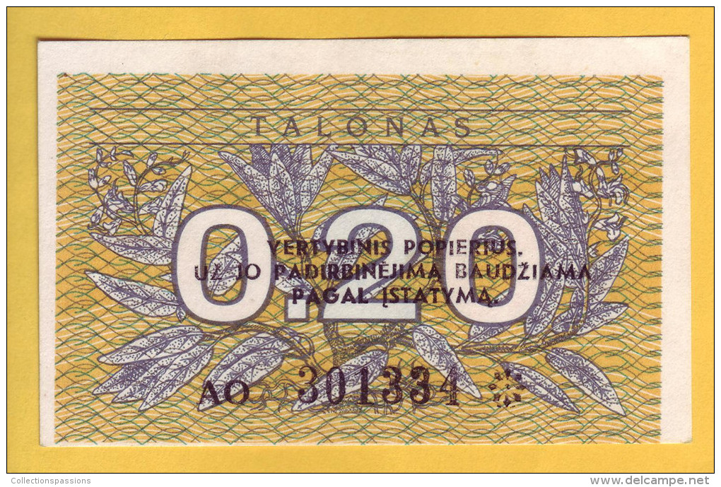 LITUANIE - Billet De 0,20 Talonas. 1991. Pick:30. NEUF - Litouwen