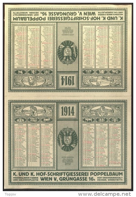 AUSTRIA - POPELBBAUM - CALENDARS - WIEN - 1914 - Big : 1901-20