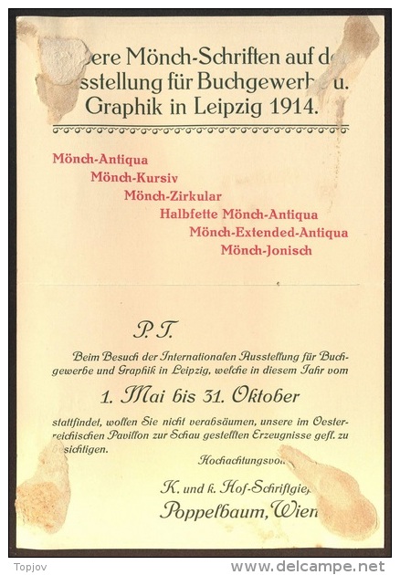 AUSTRIA - POPELBBAUM - CALENDARS - WIEN - 1914 - Formato Grande : 1901-20