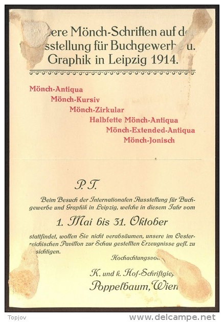 AUSTRIA - POPELBBAUM - CALENDARS - WIEN - 1914 - Big : 1901-20