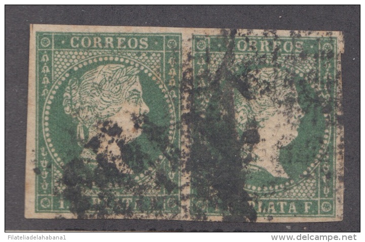 1856-15 * CUBA ESPAÑA SPAIN. ANTILLAS. ISABEL II. 1856. ANT.5. 1 Rs VERDE ESMERALDA. GREEN ESMERALD. PAREJA. - Prefilatelia