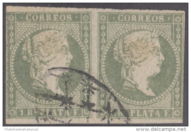 1856-16 * CUBA ESPAÑA SPAIN. ANTILLAS. ISABEL II. 1856. ANT.5. 1 Rs VERDE AMARILLO. YELLOW GREEN PAIR. PAREJA. - Voorfilatelie