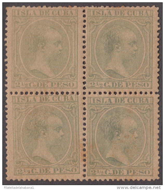 1890-15 * CUBA ESPAÑA SPAIN. ANTILLAS. ALFONSO XIII. 1890. Ed.113. 2 &frac12; C. VERDE. MNH. BLOCK 4. - Prefilatelia