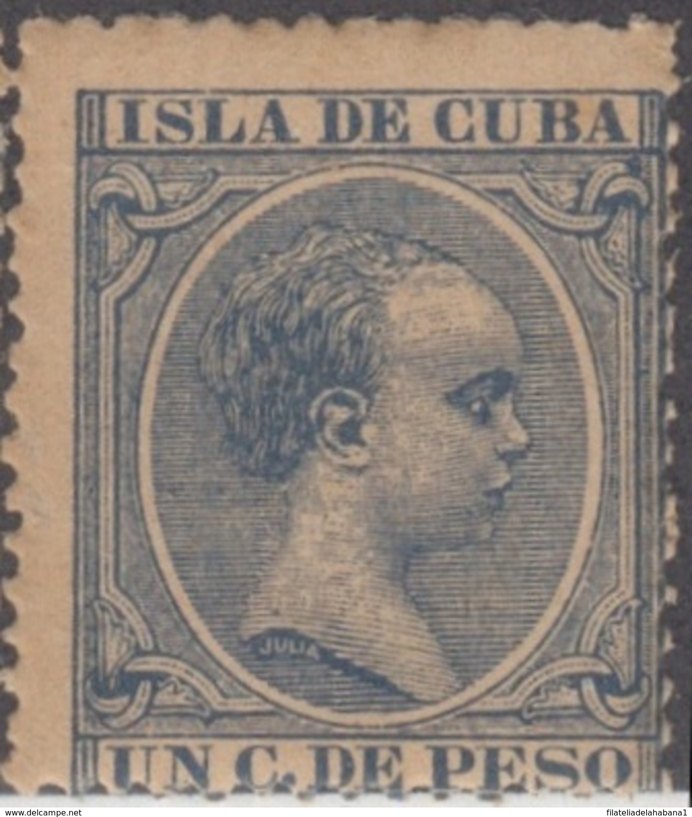 1894-11 CUBA ESPAÑA SPAIN. ANTILLAS. ALFONSO XIII. 1894. Ed.136. 1c. AZUL. MNH. - Prefilatelia