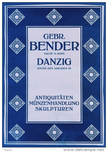 GERMANY - BENDER - ANTIQUITATEN - MUNZENHANDLUNG - DANZIG - Cc 1910 - Posters