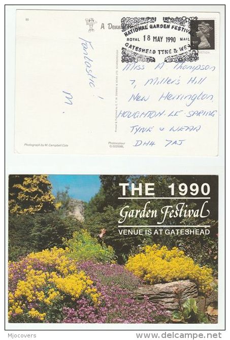 1990 GATESHEAD GARDEN FESTIVAL Event COVER Postcard Gb Stamps Flowers Flower Gb - Other & Unclassified