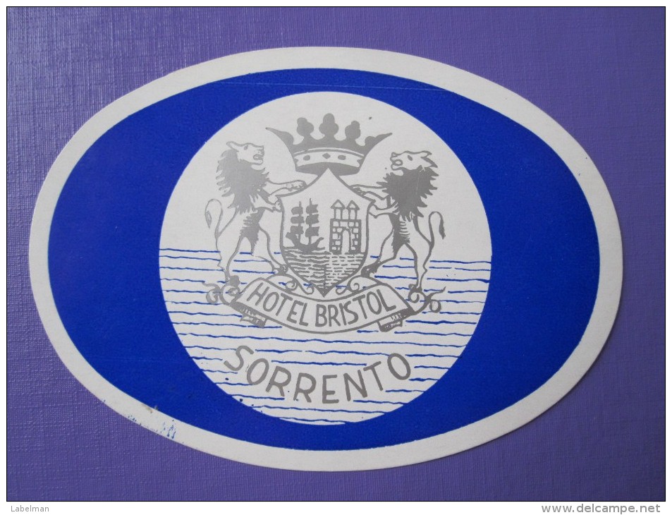 HOTEL ALBERGO PENSIONE BRISTOL BLUE SORRENTO ITALIA ITALY TAG DECAL STICKER LUGGAGE LABEL ETIQUETTE AUFKLEBER - Adesivi Di Alberghi