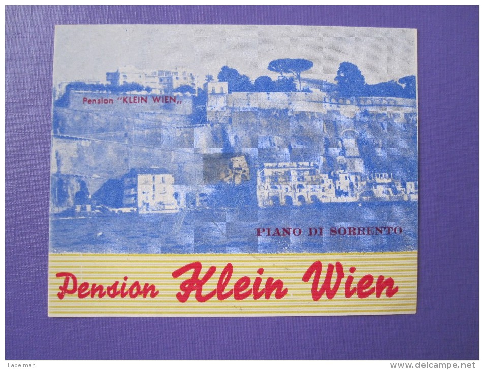 HOTEL ALBERGO PENSIONE KLEIN WIEN PIANO DI SORRENTO ITALIA ITALY TAG DECAL STICKER LUGGAGE LABEL ETIQUETTE AUFKLEBER - Adesivi Di Alberghi