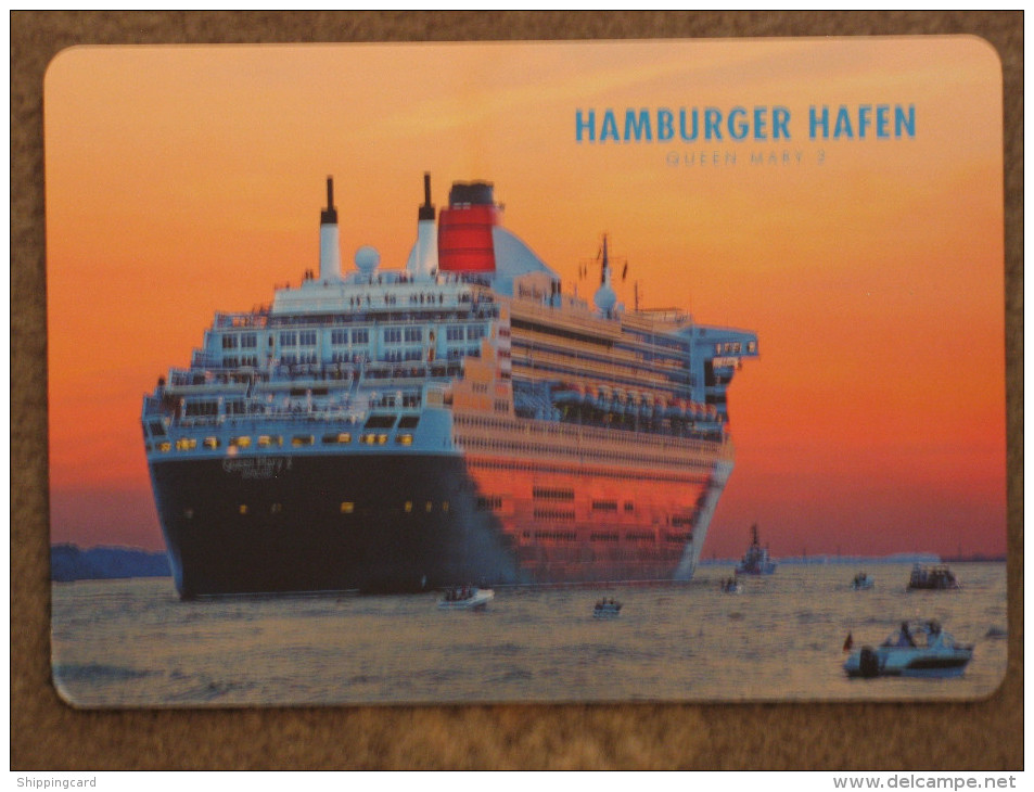 CUNARD QUEEN MARY 2 (QM2) LEAVING HAMBURG - FOIL CARD - Dampfer