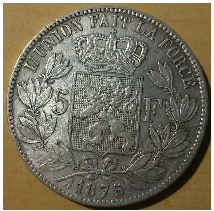 5 FRANCS BELGE 1875 - 5 Francs