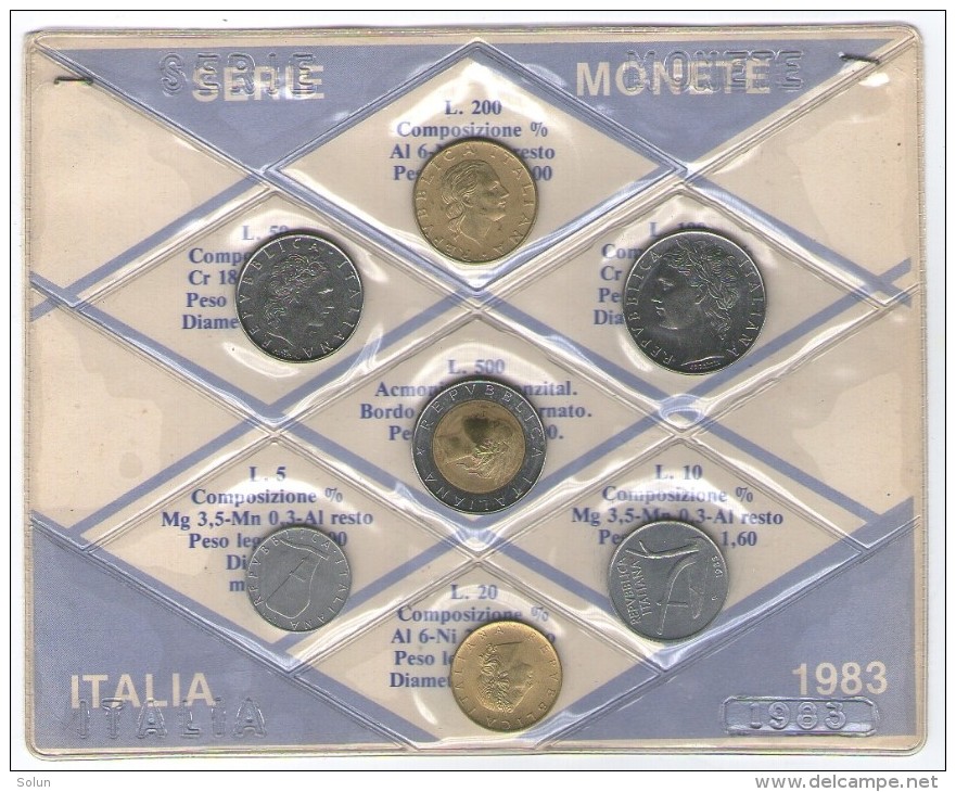 ITALIA ITALY SERIE MONETE REPUBLICA ITALIANA  1983 COINS SET 7 PEZZI - Nieuwe Sets & Proefsets