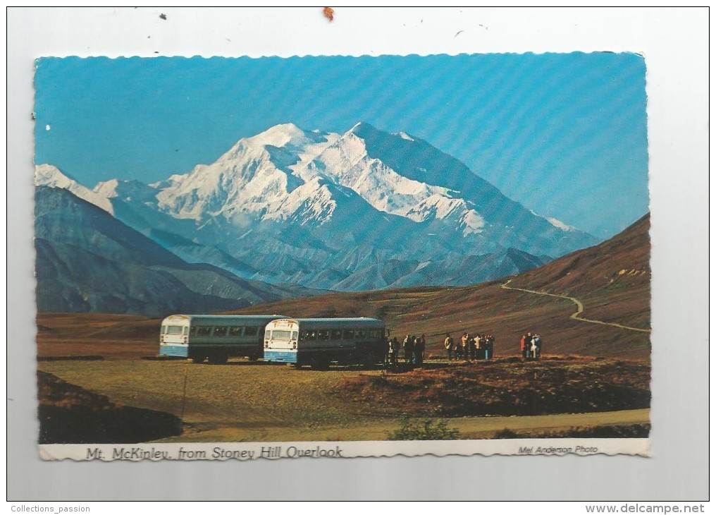 Cp , BUS , AUTOCAR , Mt. McKinley , From Stoney Hill Overlook , Ed : Alaska Joe , Voyagée 1979, M.C.M. 5E - Autobús & Autocar