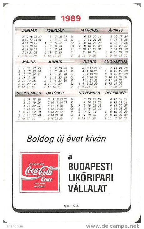 COCA-COLA * SOFT DRINK * WOMAN * GIRL * SEXY * EROTIC * BUDAPEST * CALENDAR * BLV 1989 * Hungary - Tamaño Pequeño : 1981-90