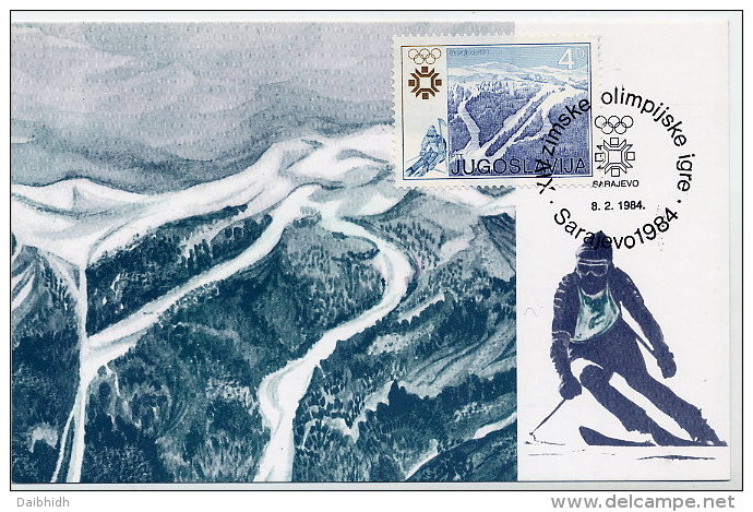 YUGOSLAVIA 1984 Winter Olympics 4d On Maximum Card..  Michel 2008 - Tarjetas – Máxima